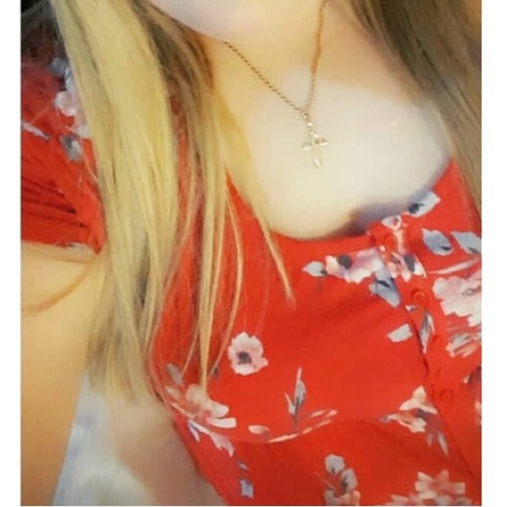 Torrid Floral Red Button-Down tunic top